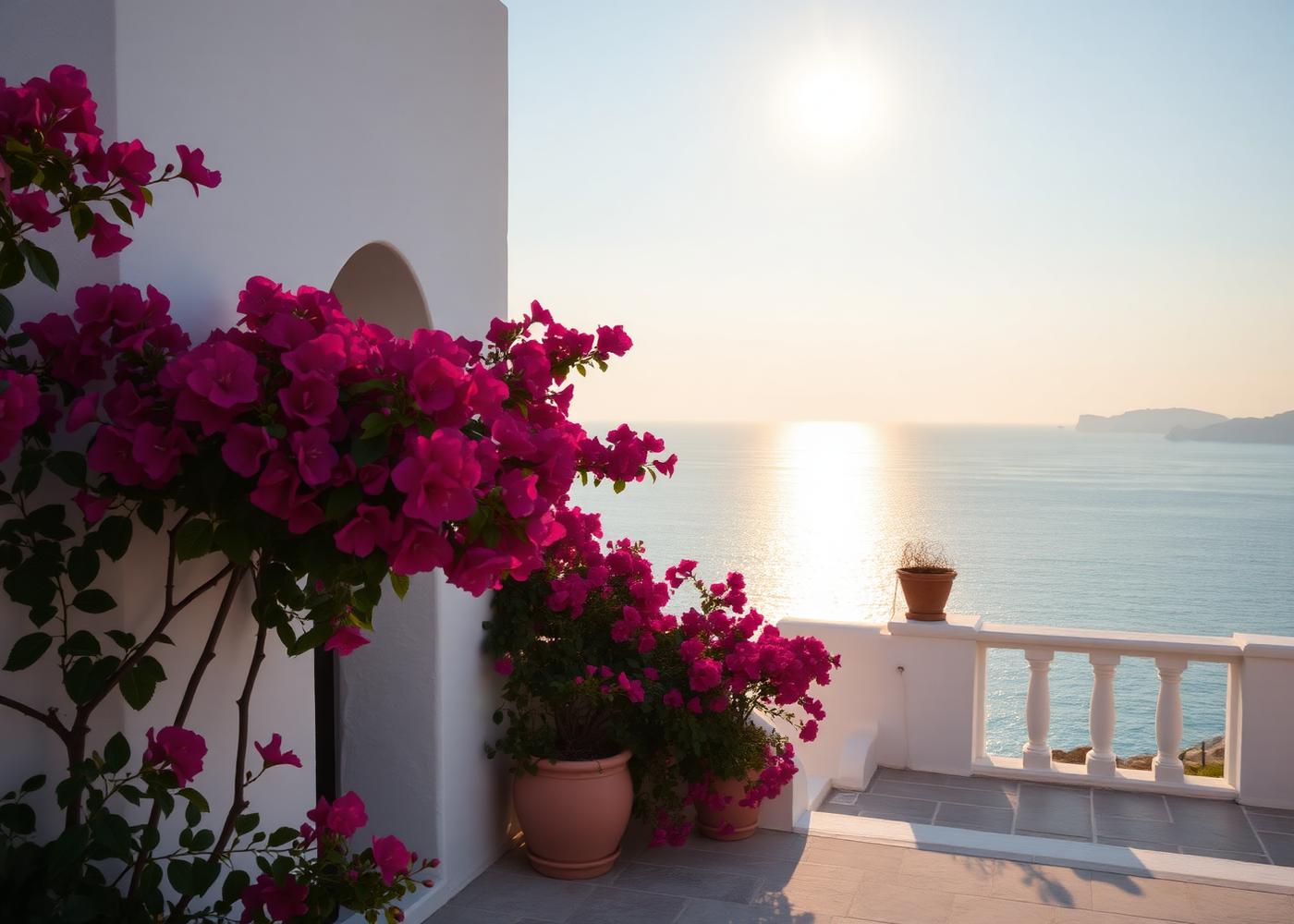 Terrazza mediterranea al tramonto